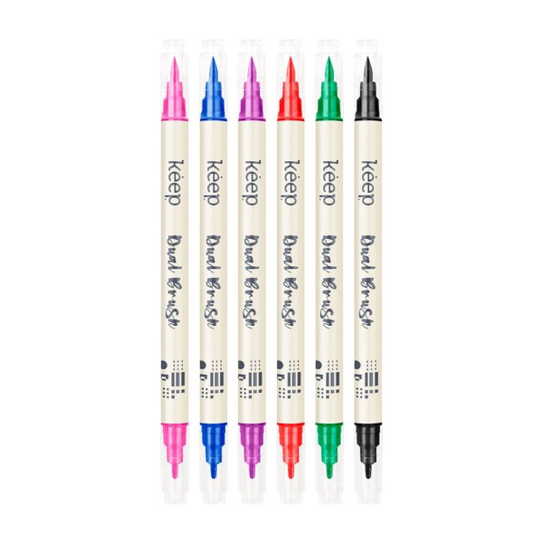Encontraproduto.com.br - Marcador Artístico Dual Brush com 6 Unidades Keep - MR058OUT [Reembalado]