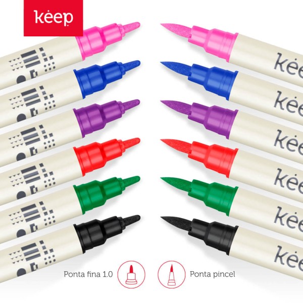 Encontraproduto.com.br - Marcador Artístico Dual Brush com 6 Unidades Keep - MR058OUT [Reembalado]