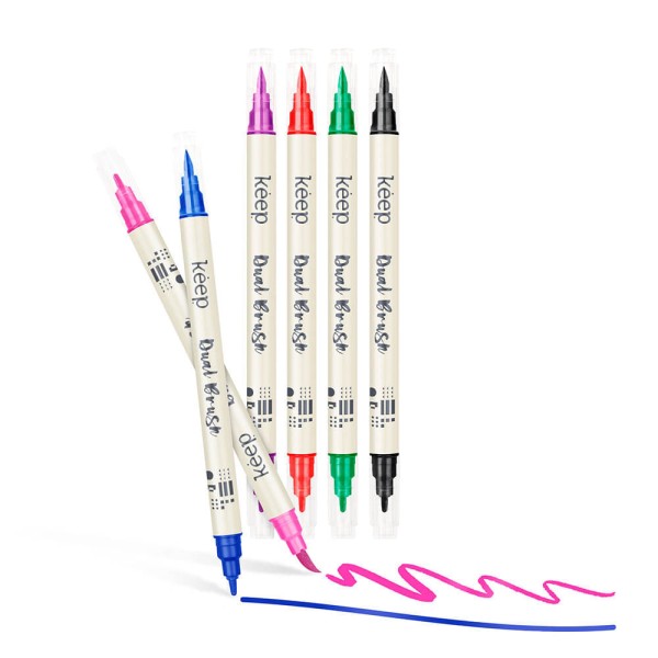 Encontraproduto.com.br - Marcador Artístico Dual Brush com 6 Unidades Keep - MR058OUT [Reembalado]