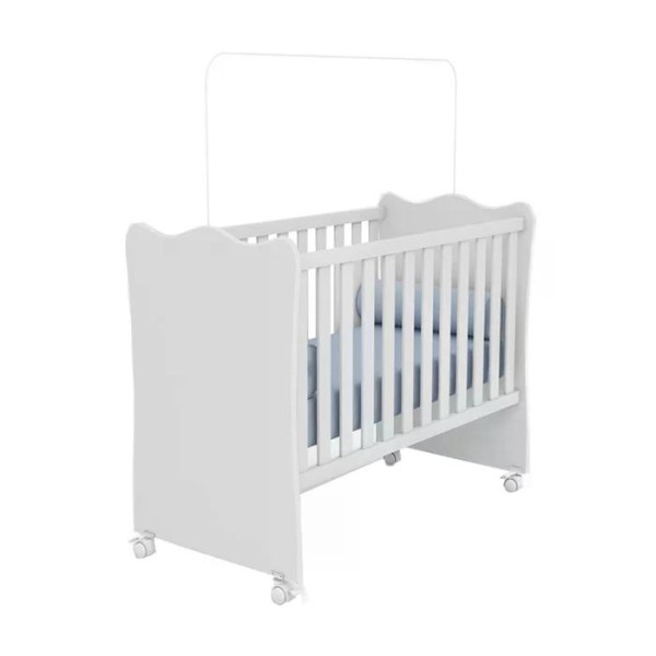 Encontraproduto.com.br - Berço Simples 1 E Guarda Roupa 825 Doce Sonho Branco Com Colchao E Rodizios Qmovi