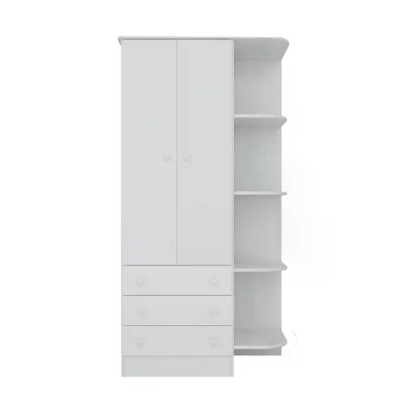 Encontraproduto.com.br - Berço Simples 1 E Guarda Roupa 825 Doce Sonho Branco Com Colchao E Rodizios Qmovi