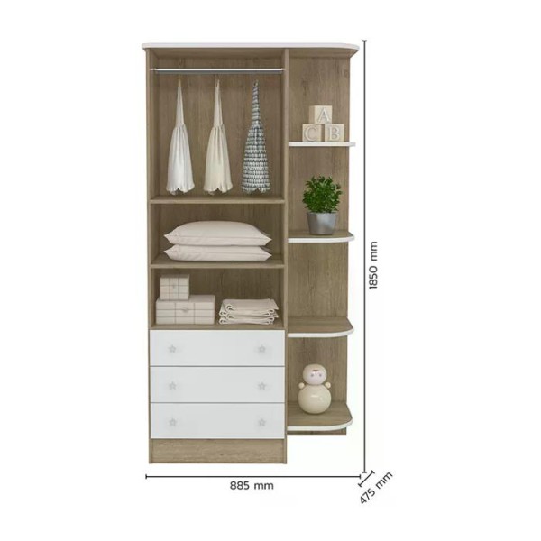 Encontraproduto.com.br - Quarto Infantil 03 Peças Doce Sonho 1X777X825 Branco Com Colchao Qmovi