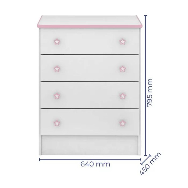 Encontraproduto.com.br - Quarto Infantil 03 Peças Doce Sonho 1X777X825 Branco Com Colchao Qmovi