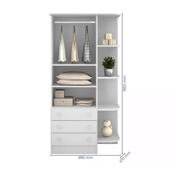 Encontraproduto.com.br - Quarto Infantil 03 Peças Doce Sonho 1X777X825 Branco Com Colchao Qmovi