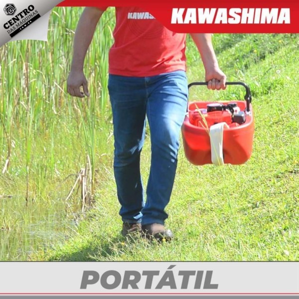 Encontraproduto.com.br - Motobomba Flutuante Kawashima Kwp15f4 Á Gasolina Com Motor 2 Tempos 42,7cc Com Saída 1.1/2 Polegadas Para Irrigação Em Plantações De Hortas E Palmare