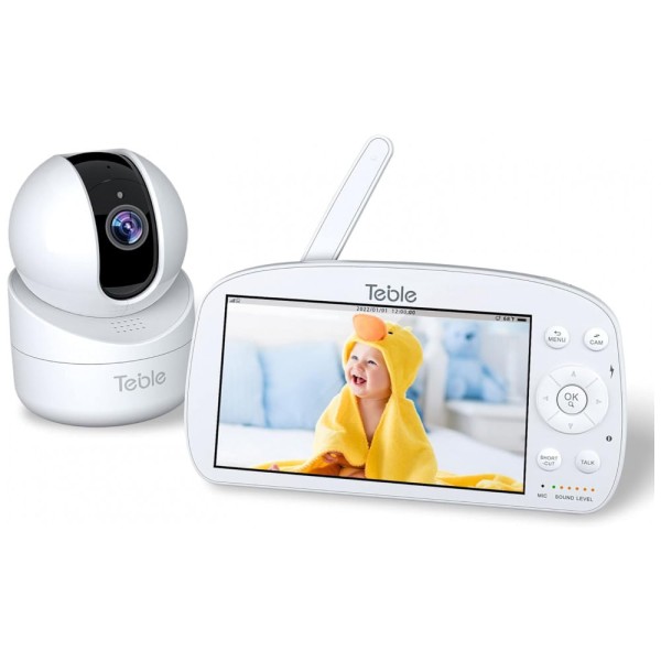 Encontraproduto.com.br - Babá Eletrônica Table Monitor com Câmera de 12cm Zoom Remoto, Bateria 5000 mAh, Alcance de 304M, TEBLE TB IH001, Branco