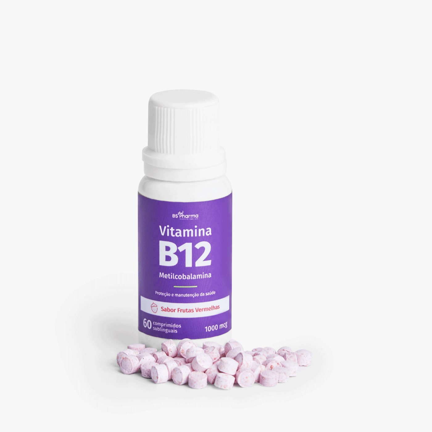 Encontraproduto.com.br - Vitamina B12 Metilcobalamina 1000 mcg  Sublingual 60 Comprimidos BS Pharma