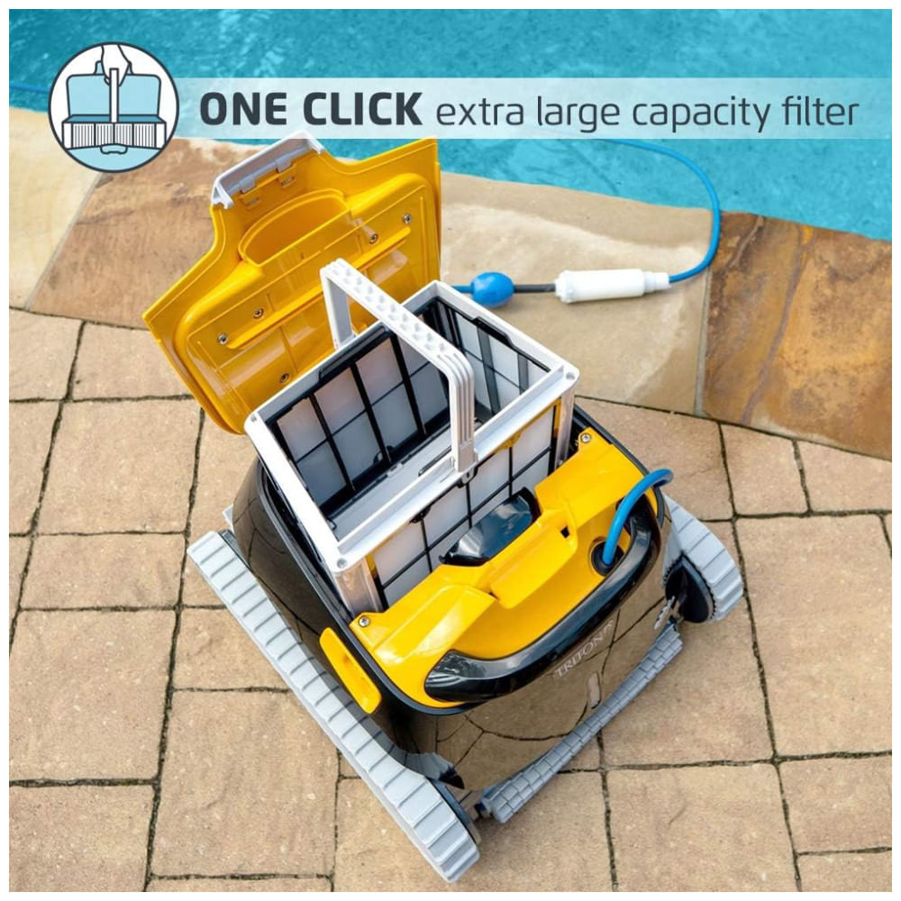 Encontraproduto.com.br - Robô Aspirador de Piscina com Cabo, Sucção Potente para Coletar Pequenos Detritos, para Piscinas de 15 Metros, 110V, Dolphin Triton PS, Laranja e