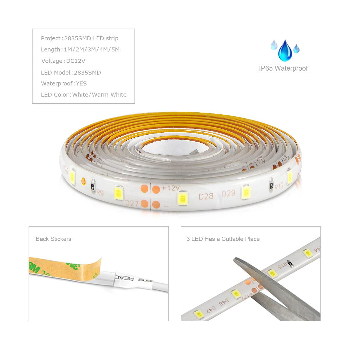 Fita LED à Prova DÁgua 2835 com Interruptor Táctil 12V