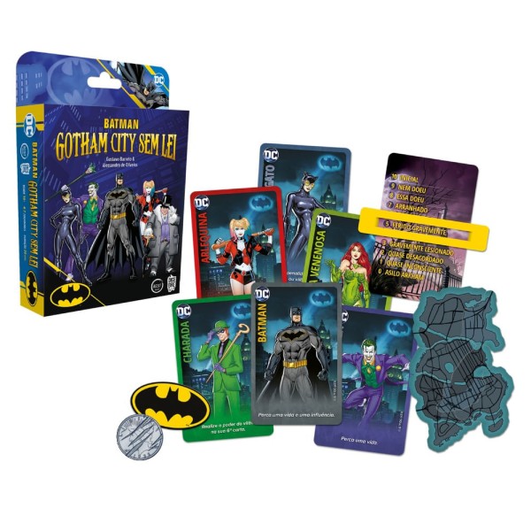 Encontraproduto.com.br - Batman Gotham City Sem Lei Jogo de Cartas Dice on Fire