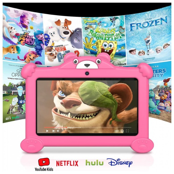 Encontraproduto.com.br - Tablet Infantil 7 Educativo com Controle de Pais, WiFi e Câmera Dupla, 2GB RAM, BaKEN, Rosa