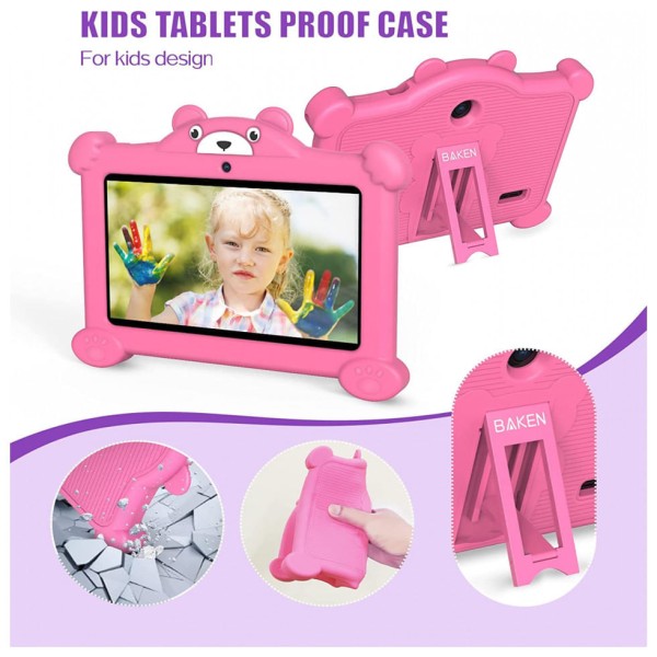 Encontraproduto.com.br - Tablet Infantil 7 Educativo com Controle de Pais, WiFi e Câmera Dupla, 2GB RAM, BaKEN, Rosa