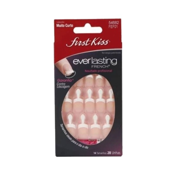 Encontraproduto.com.br - Unhas Postiças First Kiss Everlasting Muito Curto com Cola (FEF01)
