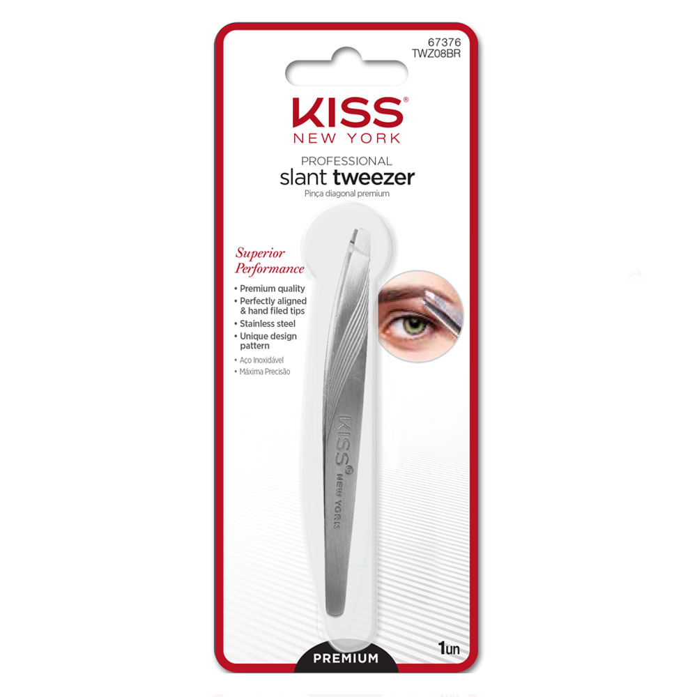 Encontraproduto.com.br - Pinça Ponta Diagonal Premium Kiss NY - Slant Tweezer