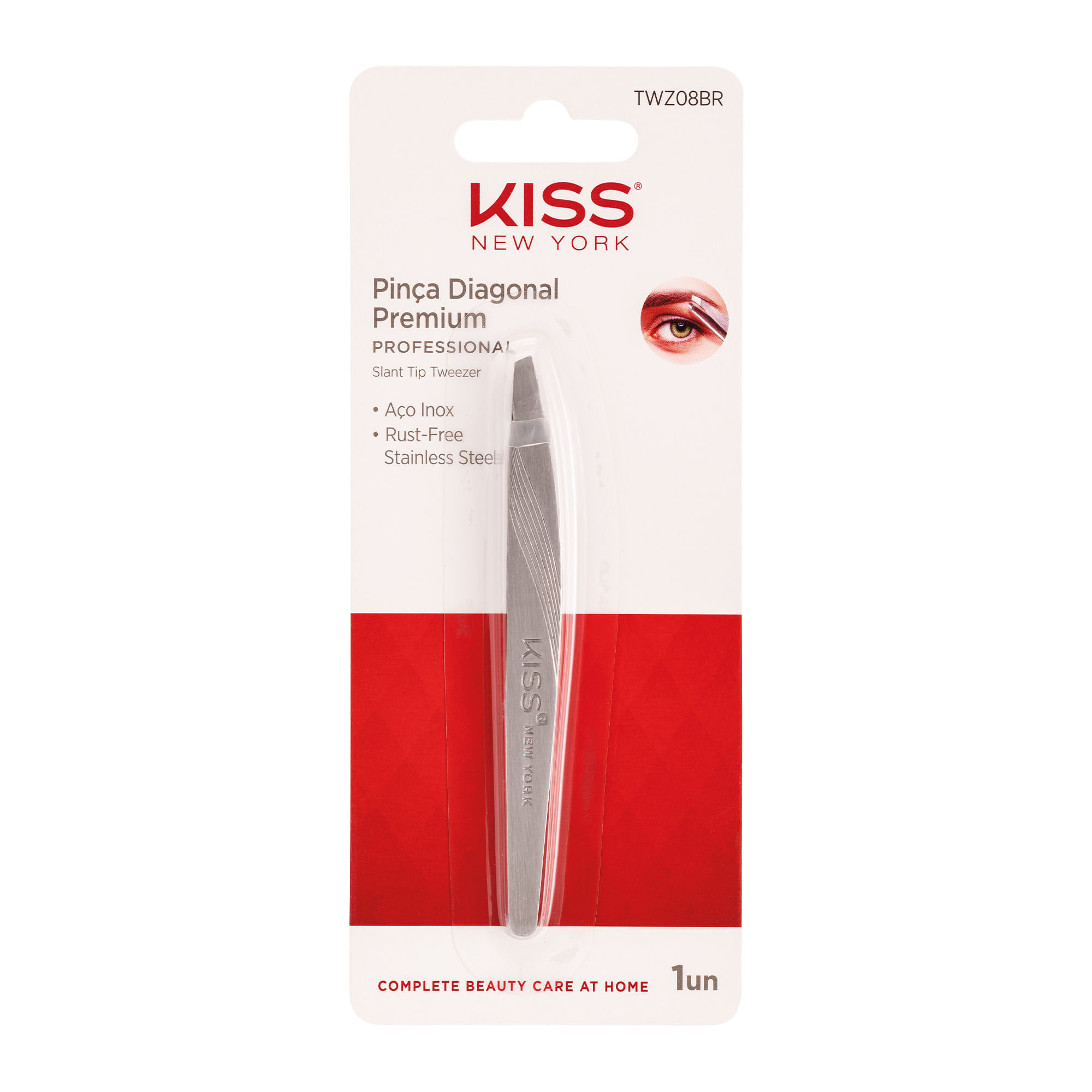 Encontraproduto.com.br - Pinça Ponta Diagonal Premium Kiss NY - Slant Tweezer