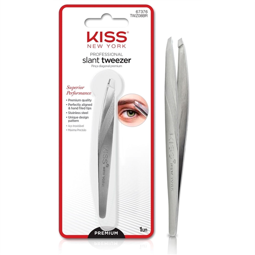Encontraproduto.com.br - Pinça Ponta Diagonal Premium Kiss NY - Slant Tweezer