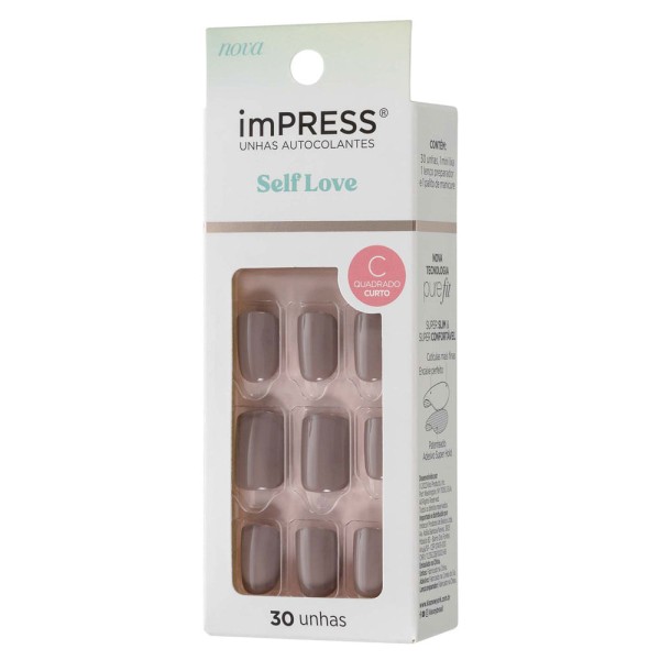 Encontraproduto.com.br - Unhas Autocolantes Kiss Ny Impress Extra Quadrado Curto