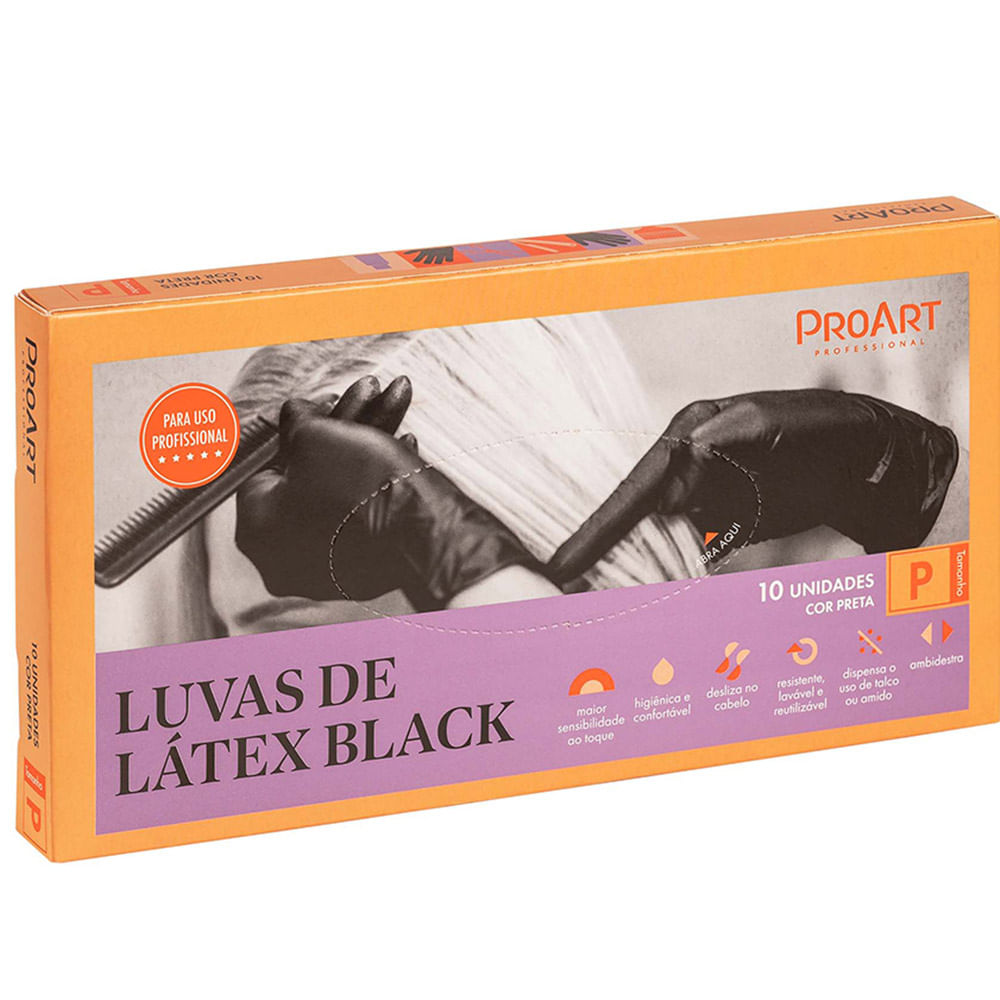 Encontraproduto.com.br - Luvas de Látex Proart Black - 10 Unidades