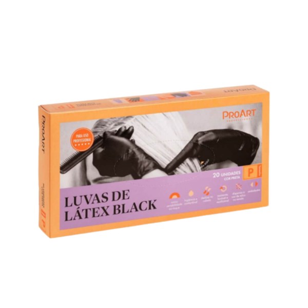 Encontraproduto.com.br - Luvas ProArt Black De Latex 20 Unidades P