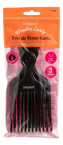 Encontraproduto.com.br - Pente ProArt Wonder Curly Garfo de Metal 3 Unidades