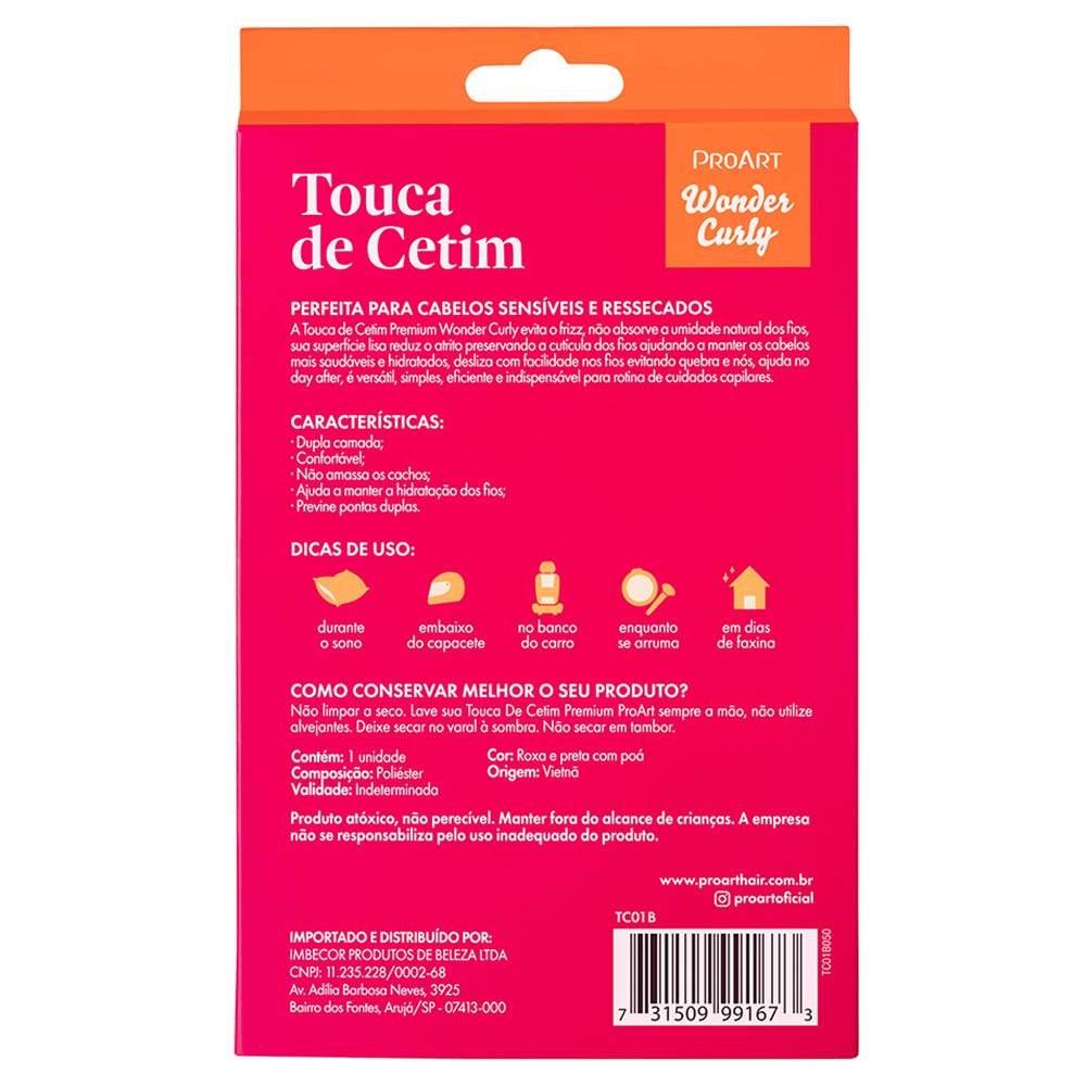Encontraproduto.com.br - Touca De Cetim ProArt Dupla Camada Preta G Ref:TC01B
