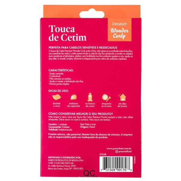 Encontraproduto.com.br - Touca de Cetim ProArt Dupla Camada GG Rosa 1un