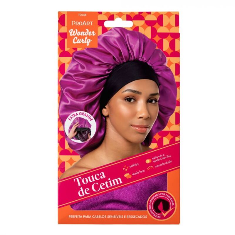 Encontraproduto.com.br - Touca de Cetim ProArt Dupla Camada GG Rosa 1un