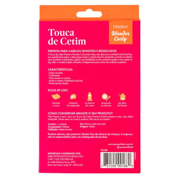Encontraproduto.com.br - Touca de Cetim ProArt Dupla Camada GG Rosa 1un