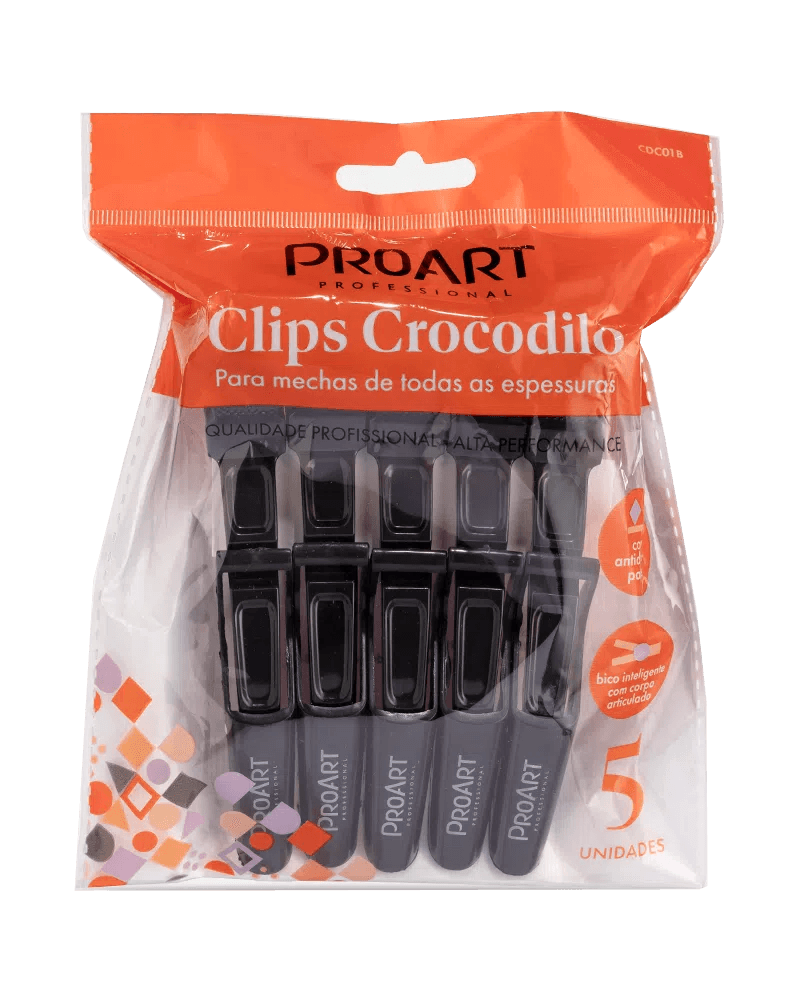 Encontraproduto.com.br - Clips ProArt Crocodilo Profissional Preto (5 Unidades)