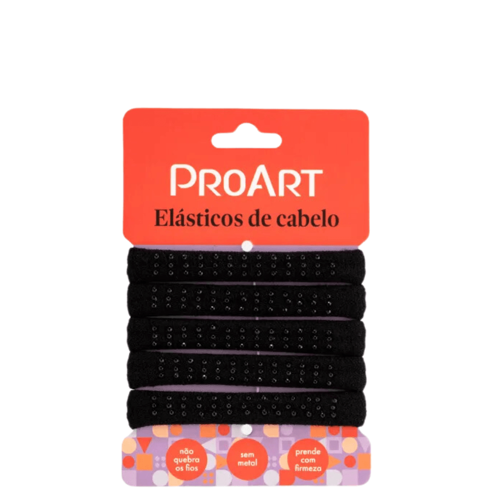 Elástico De Cabelo ProArt Preto Com Pedrinhas 5un EC15B