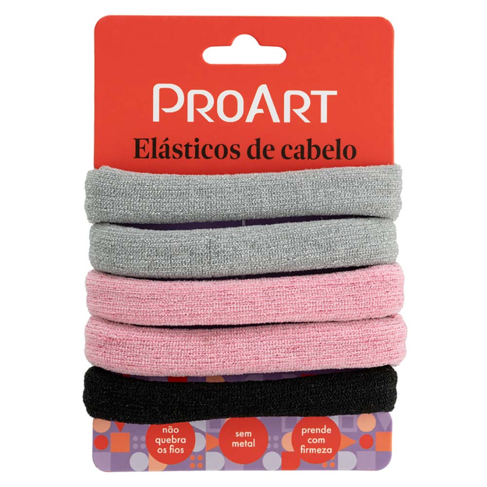 Encontraproduto.com.br - ELASTICO P/CABELO PROART CLASSICO rosa c/5un