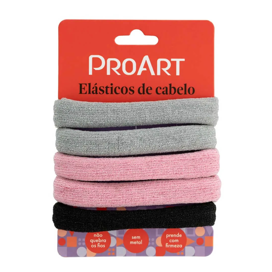 Encontraproduto.com.br - ELASTICO P/CABELO PROART CLASSICO rosa c/5un
