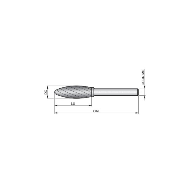 Encontraproduto.com.br - Lima Rotativa Metal Duro Labareda (formato H) Diâmetro 9,6 mm para cantos arredondados e preparação de solda em aço inoxidável Dormer P6159.6X6.0