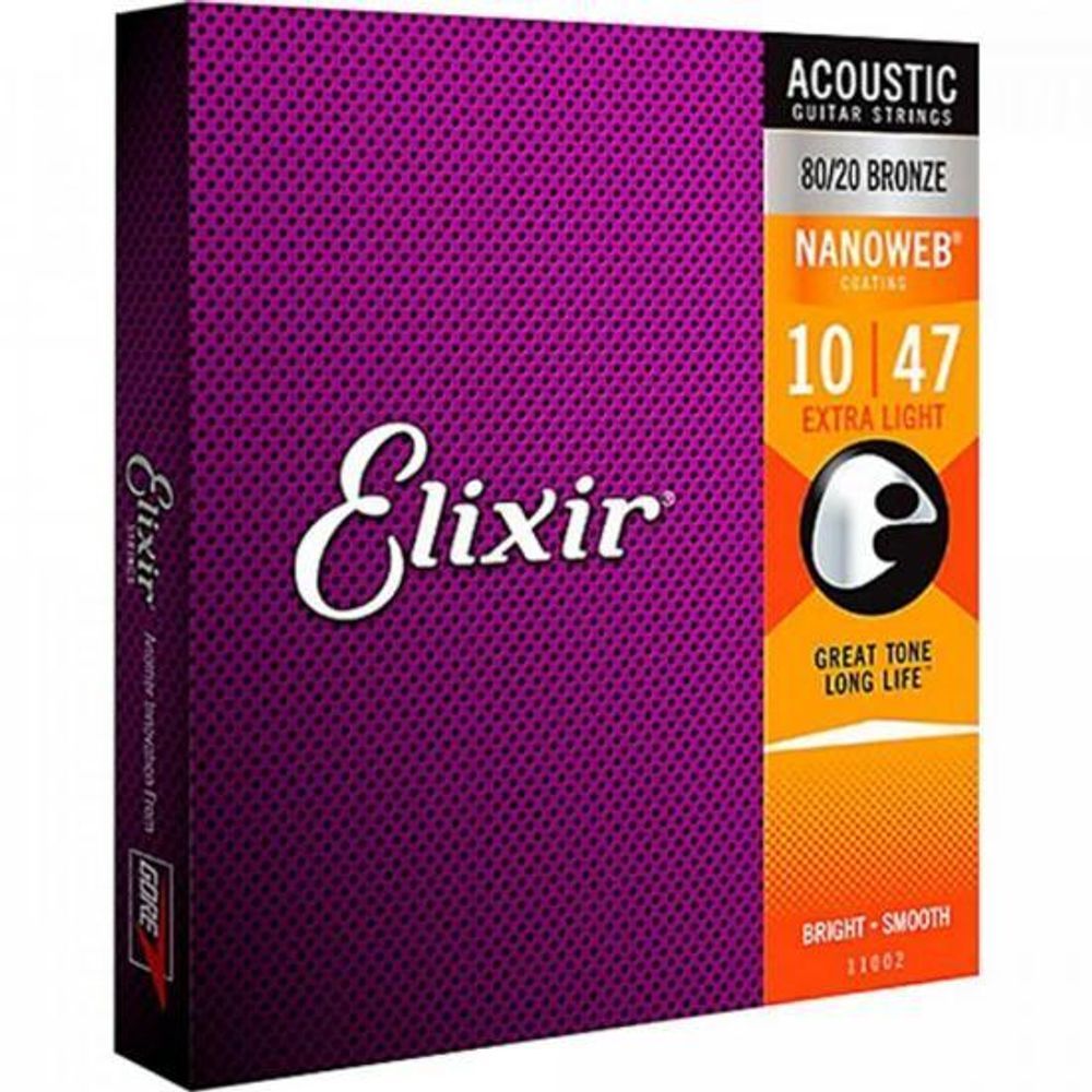Encontraproduto.com.br - Encordoamento P/ Violao .010 Nanoweb 11002 Elixir