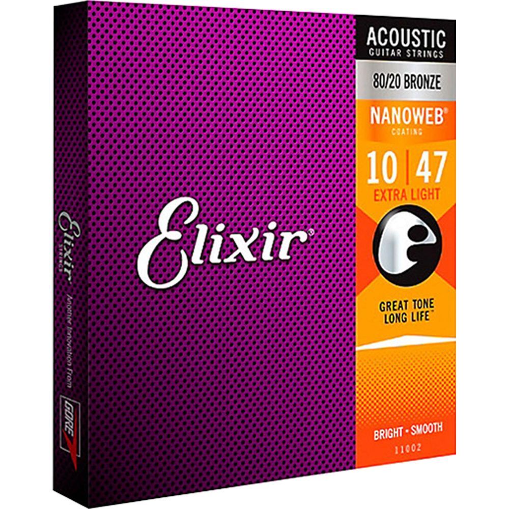Encontraproduto.com.br - Encordoamento P/ Violao .010 Nanoweb 11002 Elixir