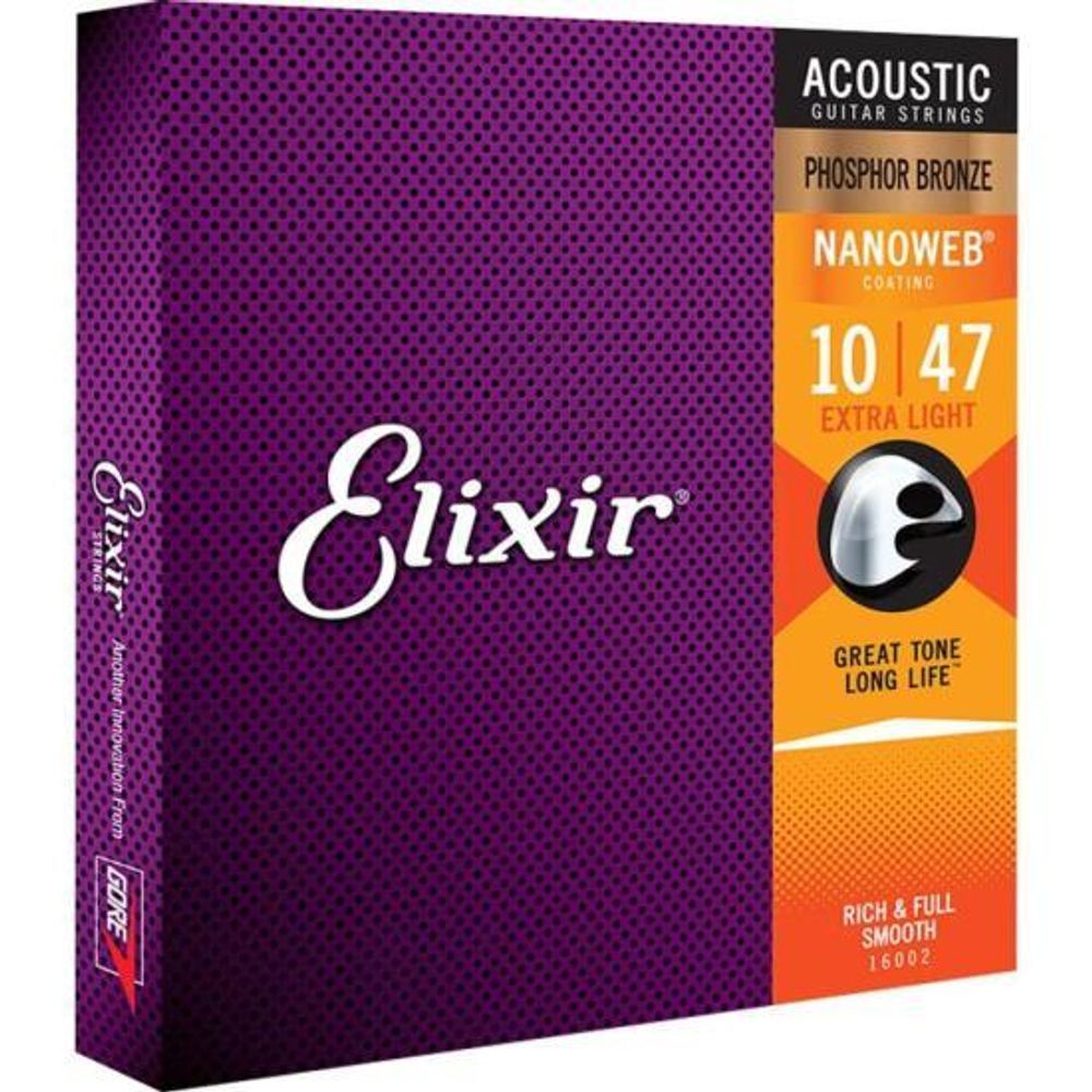 Encontraproduto.com.br - Enc. 010 Extra Light Phosphor Bronze Violao Aco 16002 Elixir