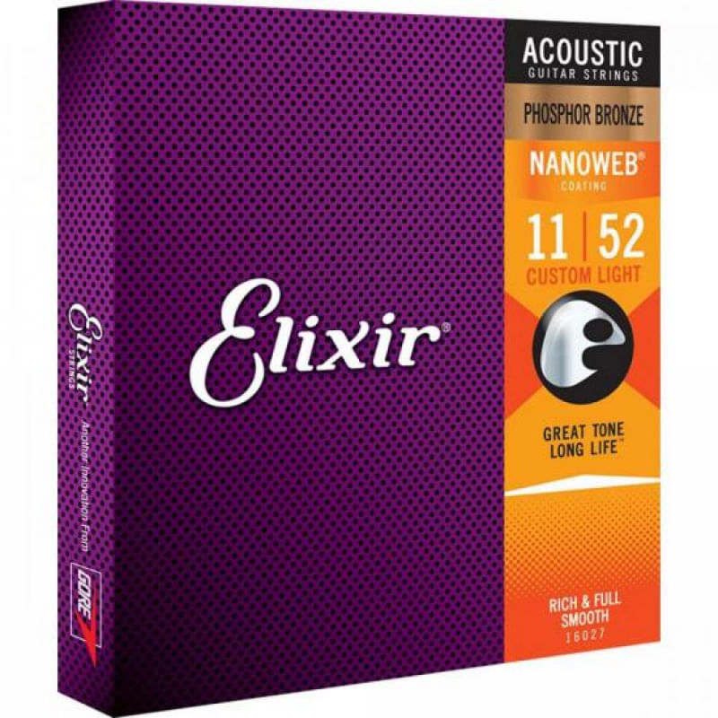 Encordoamento Para Violão .011 Custom Light Phosphor Nanoweb Elixir [f002]