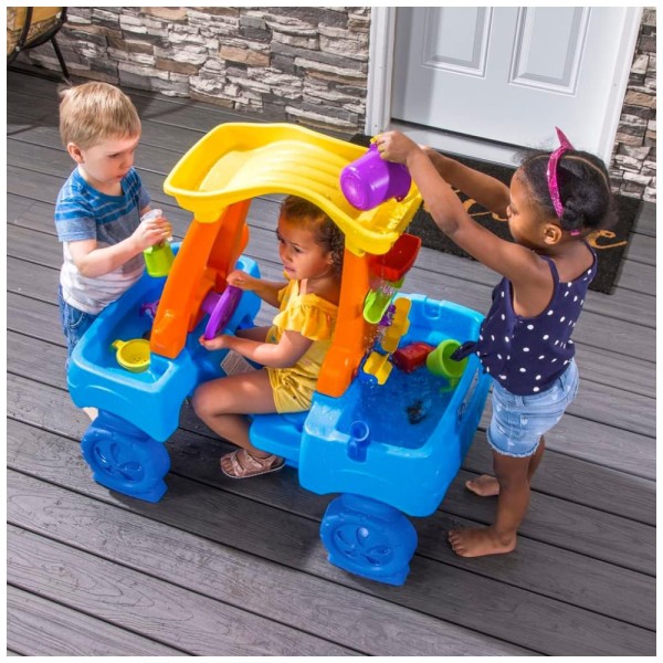Encontraproduto.com.br - Carro de Brinquedo Interativo com Água para Brincar de Lava Rápido, Step2, Azul e Laranja