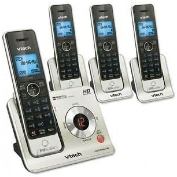 Encontraproduto.com.br - Telefones Sem Fio Expansível com identificador de Chamadas, 4 unidades, 110v, VTECH, Prateado