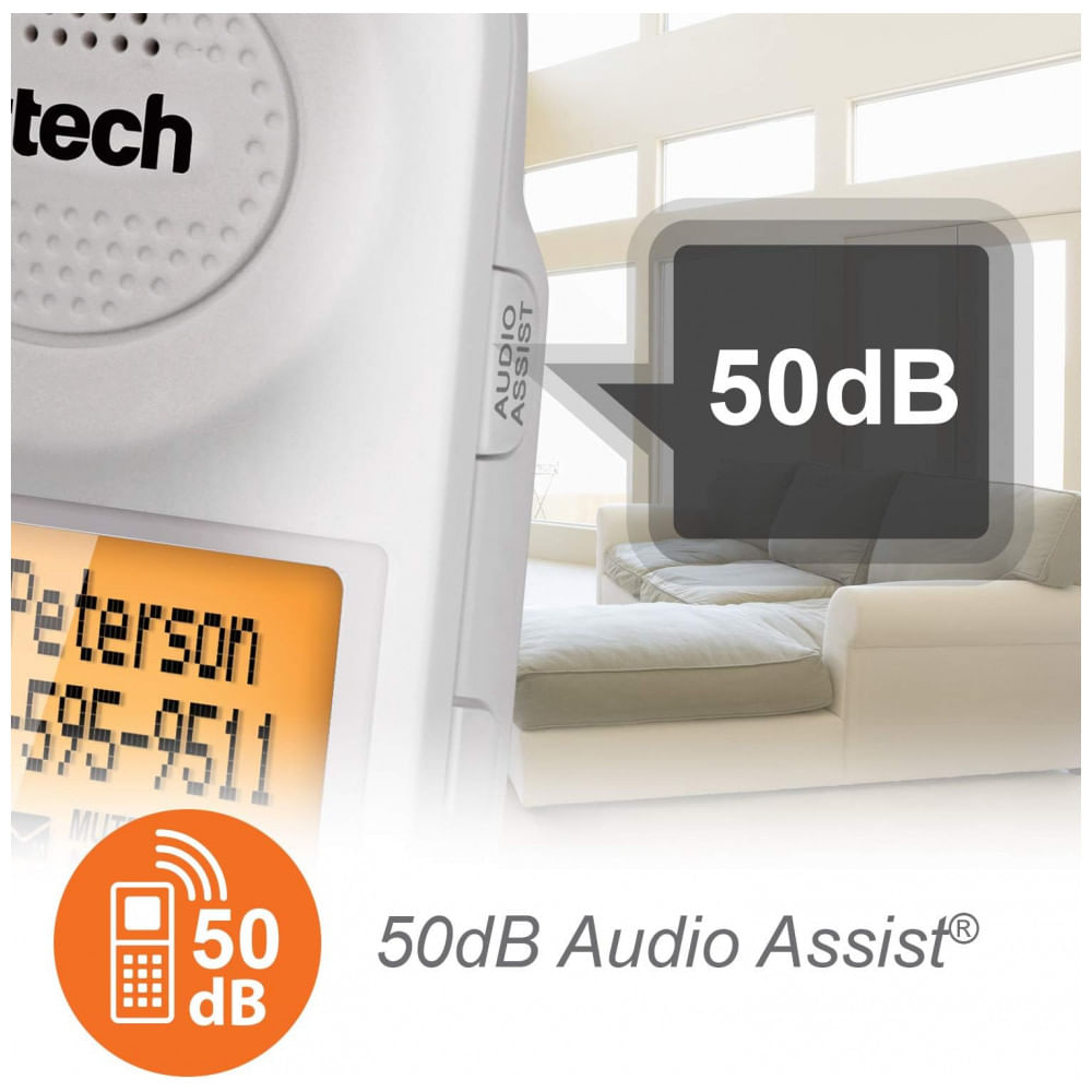 Encontraproduto.com.br - Telefone sem Fio para Sênior com Botão e Visor Grande, VTECH SN5127, Branco