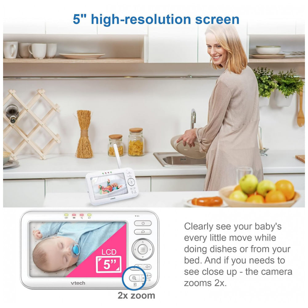 Encontraproduto.com.br - Babá Eletrônica, Monitor 270 com Luz Noturna Coloridas, VTECH VM5463 2, Branco