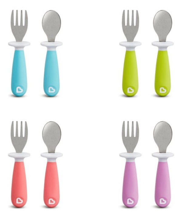 Kit Infantil Colher e Garfo Munchkin Cores Sortidas 2 Unidades