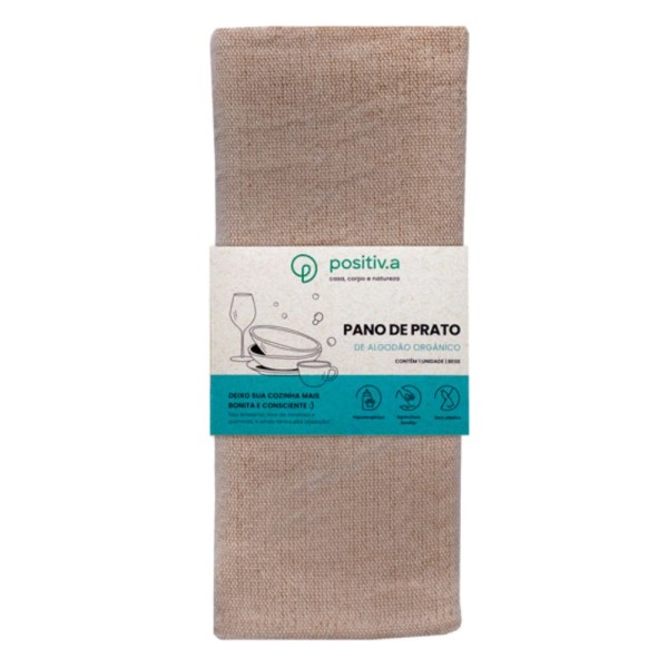 Encontraproduto.com.br - Pano de Prato Orgânico Bege Positiv.a
