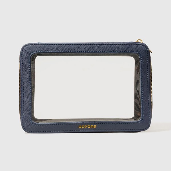 Encontraproduto.com.br - Nécessaire Azul Marinho com Transparência - Double Crystal Case