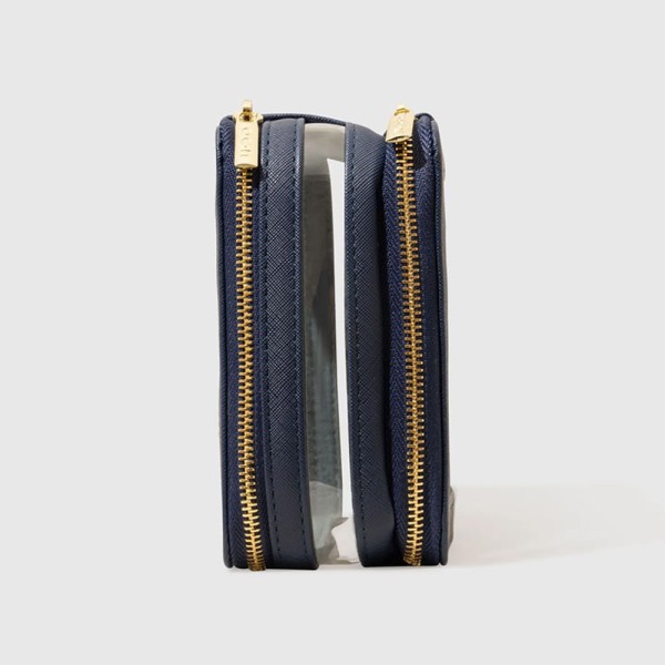 Encontraproduto.com.br - Nécessaire Azul Marinho com Transparência - Double Crystal Case