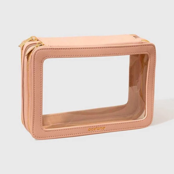 Encontraproduto.com.br - Nécessaire Nude com Transparência - Double Crystal Case