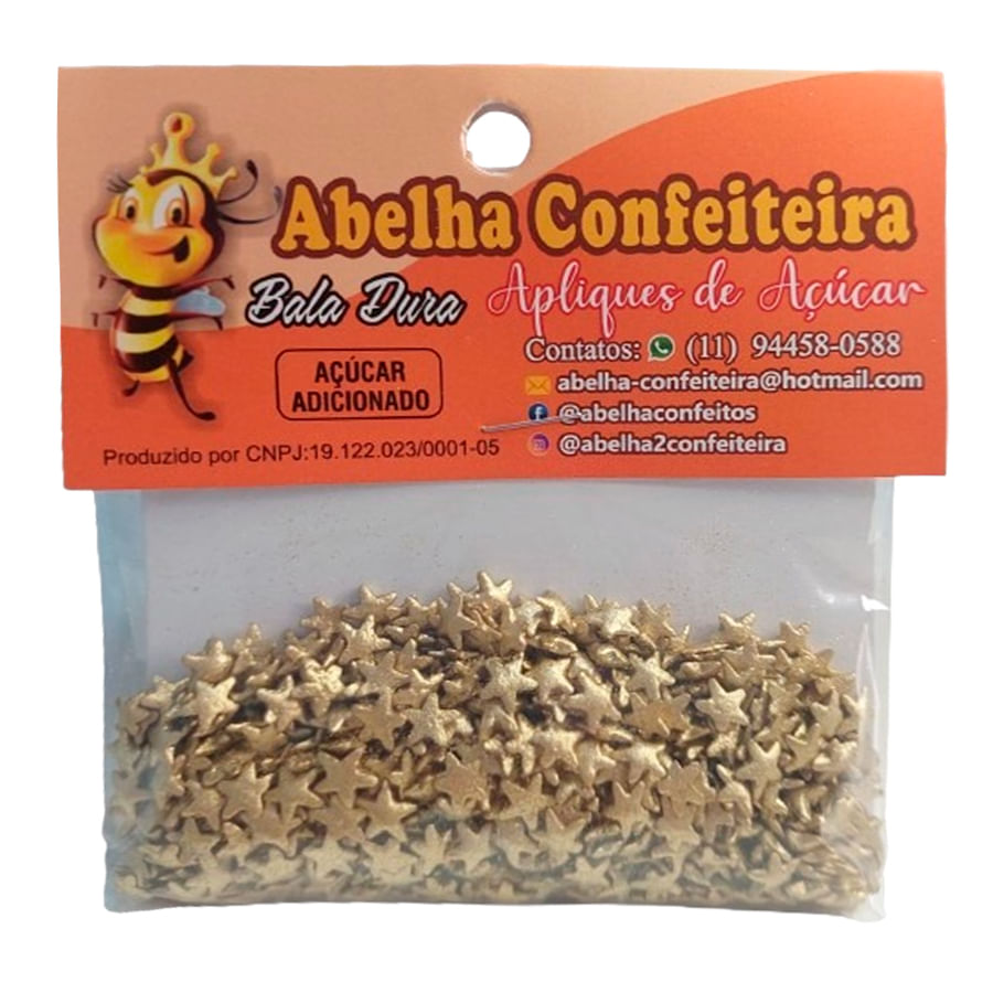 Encontraproduto.com.br - Confeitos de Açúcar Mini Estrela Dourada ABELHA CONFEITEIRA