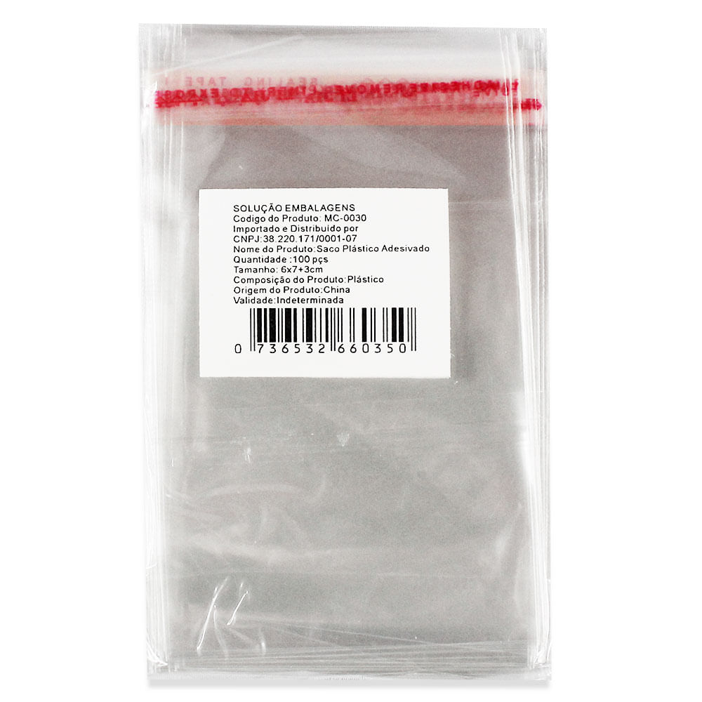 Encontraproduto.com.br - 1000 Unidades saco Plástico Adesivado SEM Solapa 6x7+3 cm