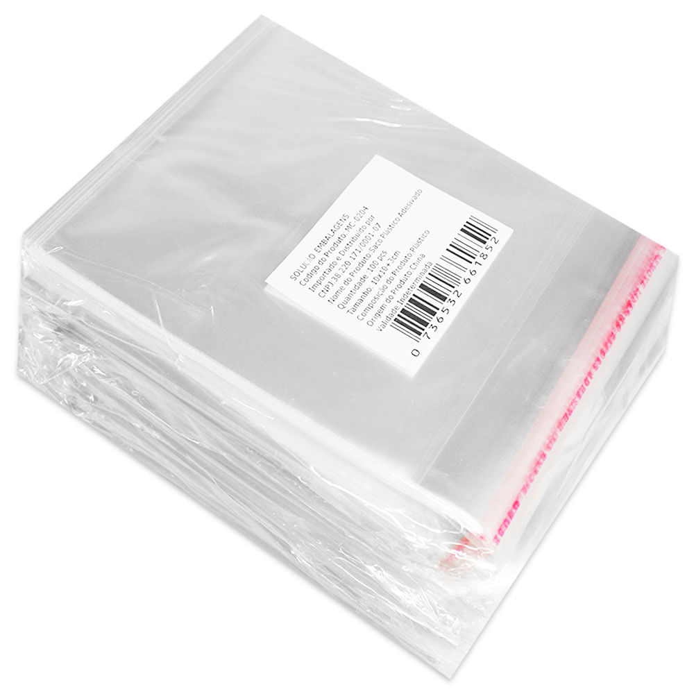 Encontraproduto.com.br - 100 Unidades saco Plástico Adesivado com Solapa 10x15 cm