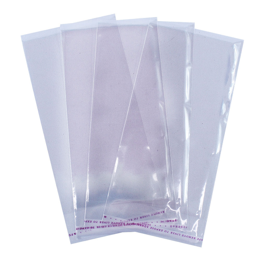 Encontraproduto.com.br - Saco Adesivado Transparente Autocolante 9x17cm Com 100 un